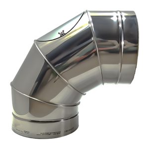 Dubultsienu izolētā dūmvada līkums 90&deg; &Oslash;180/280 ar revīzijas lūciņu - IKR180-90
